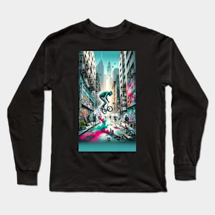 Concrete Flight: BMX Artistry Amidst Urban Canvases Long Sleeve T-Shirt